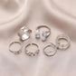 Fashion Retro Butterfly Love Snake Spring Pearl Multi-Piece Ring Set Six-Piece Set Ladies Jewelry