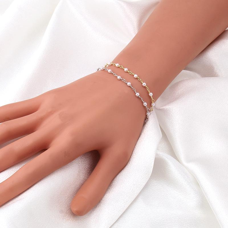 Jewelry Versatile Stitching Small Pearl Copper Chain Bracelet Decoration Fashion Personality Classic Anklet