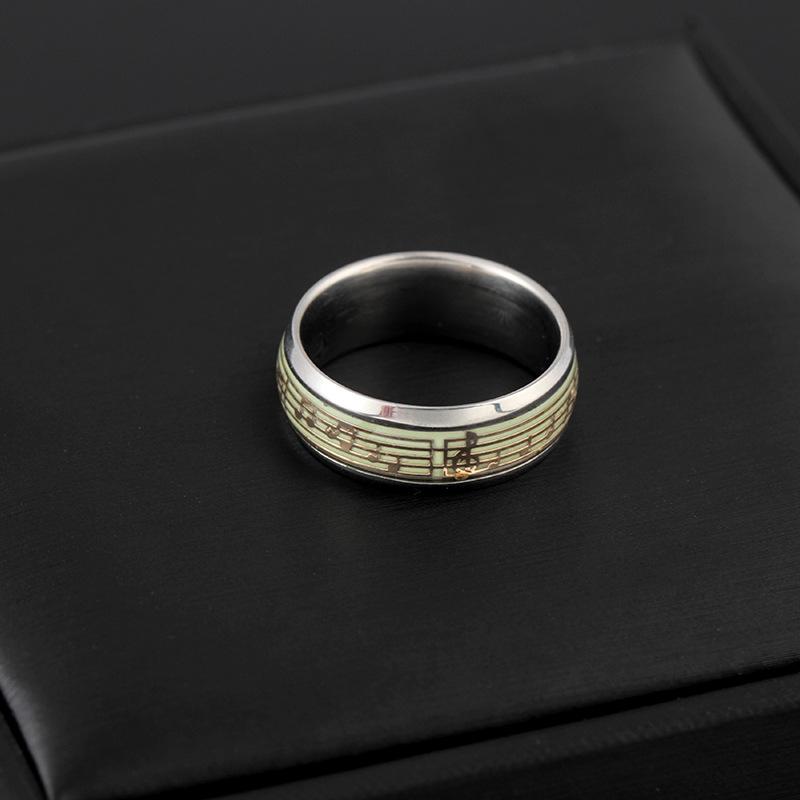 Ring titanium steel stainless steel ring creative luminous note ring ring ring