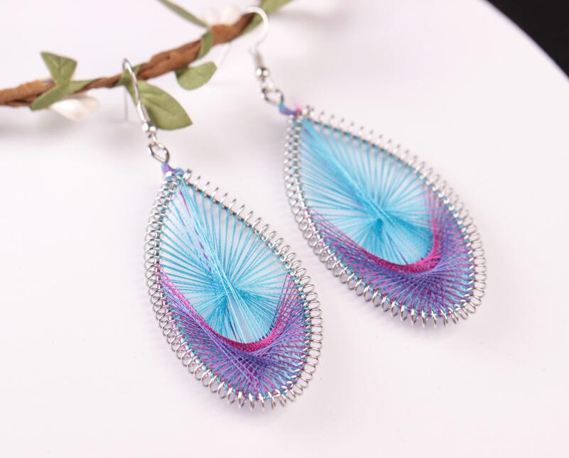 Earrings Handmade Silk Thread Oval Exaggerated Earrings Famous Bohemian Ear Jewelry