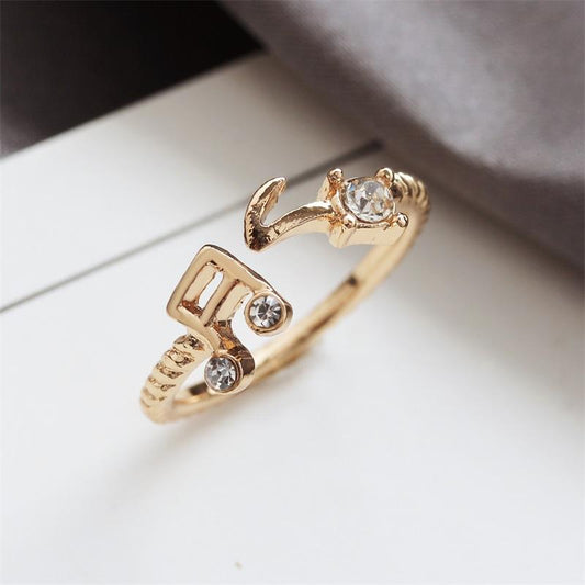 Jewelry Creative Gift Female Rhinestone Note Thread Opening Adjustable Opening Ring