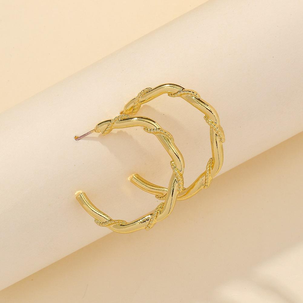 Jewelry Fashion Chinese C Shape Exaggerated Snake Body Wrapped Earrings Trendy Metal Hip Hop Earrings