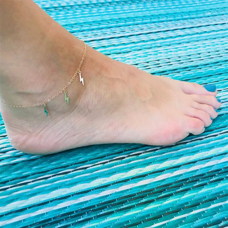 Jewelry Personalized Beach Metal Elements Simple Sequins Glossy Lightning Anklet