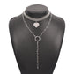 N9311 Exaggerated Personality Street Shot Back Chain Trendy Cool Ring Heart Necklace Geometric Alloy Double Layer Necklace Female