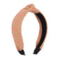 F439 Geometric headband women's raffia woven contrast color knotted headband irregular printing hair accessories