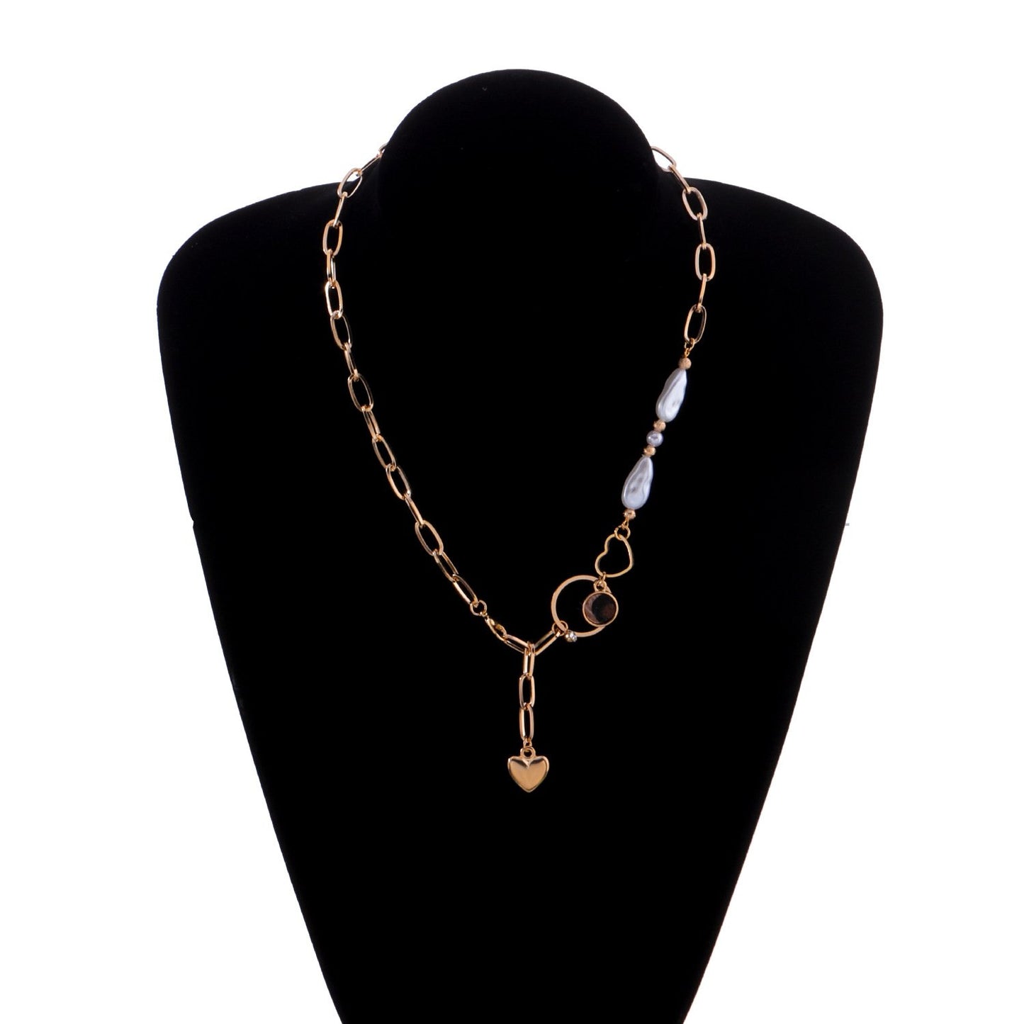 Jewelry Variety Wear Peach Heart Pendant Necklace Female Simple Geometric Ring Leopard Pearl Necklace