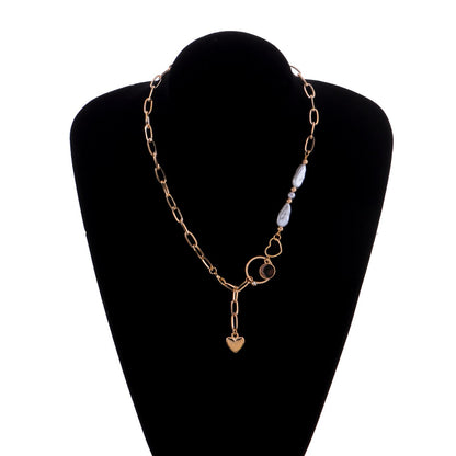 Jewelry Variety Wear Peach Heart Pendant Necklace Female Simple Geometric Ring Leopard Pearl Necklace