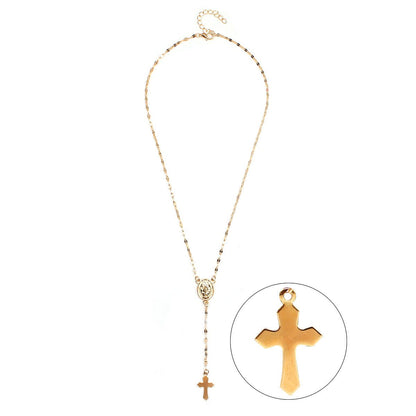 Three-color Cross Virgin Mary Necklace Ladies Fashionable Pendant Items Jewelry