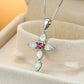 Explosive cross pendant necklace women's summer collarbone chain opal jewelry with diamond head jewelry