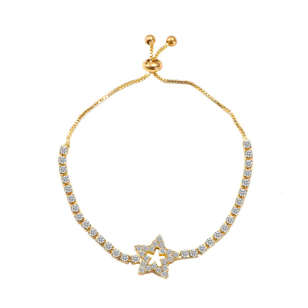 Diamond Star Bracelet Creative Simple Internet Celebrity Metal Zircon Adjustable Pull Hand Ornament for Women