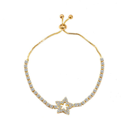 Diamond Star Bracelet Creative Simple Internet Celebrity Metal Zircon Adjustable Pull Hand Ornament for Women