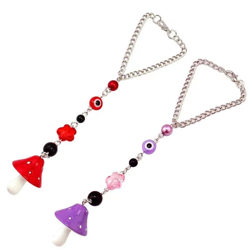 Creative Mushroom Pendant Multipurpose Ornament Devil's Eye Keychain Pearl Bag Ornament