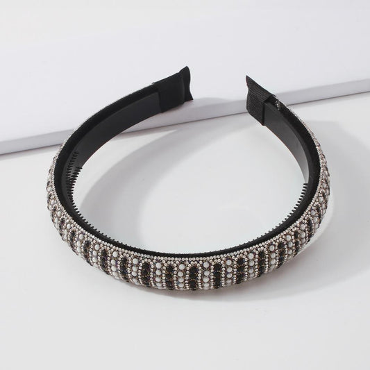 F391 Fashion Temperament Headwear Light Luxury Trend Personality Simple Diamond Inlaid Resin Slim Headband