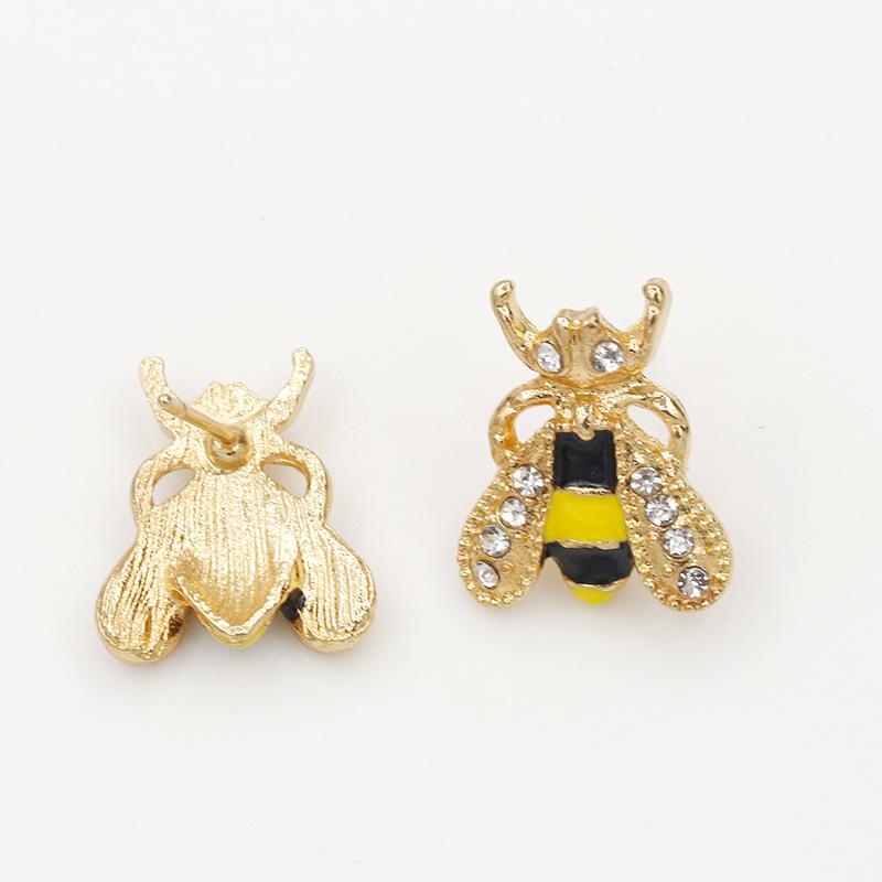 Ear Jewelry Fashion Sweet Temperament Color Glaze Drip Oil Inlaid Diamond Bee Stud Earrings Rhinestone Earrings