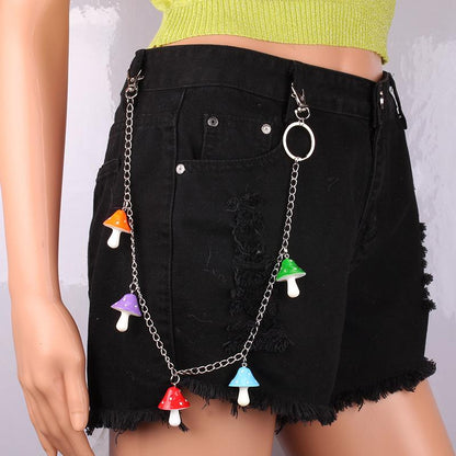 Jewelry color acrylic waist chain personality all-match ins net red mushroom head pants chain