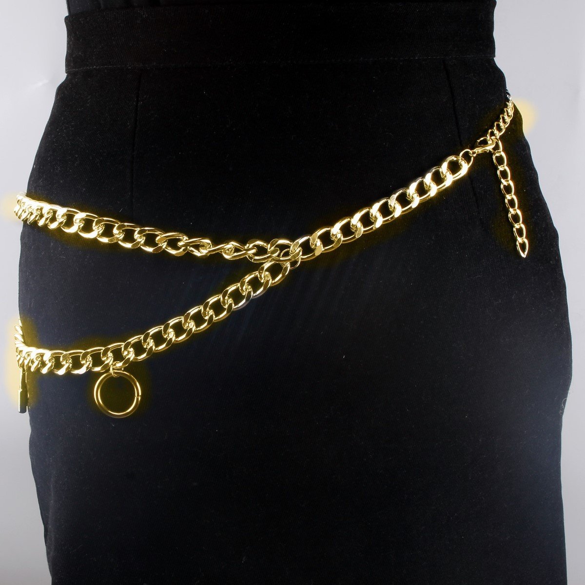 Jewelry exaggerated thick chain geometric ring lock body with stylish personality retro waist chain