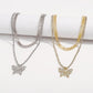 N1888 Sweet Small Fashion Necklace Butterfly Full Diamond Temperament Elegant Retro Double Layer Necklace