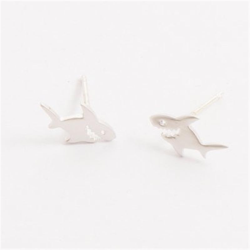 Pop Earrings Shark Stud Alloy Plating Color Preservation Clearance