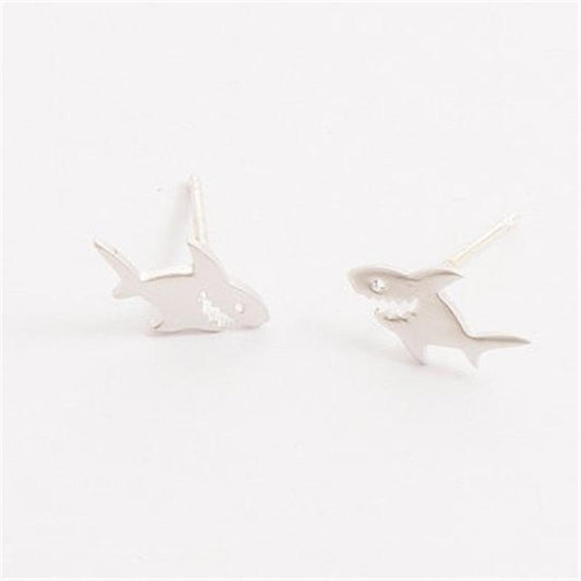 Pop Earrings Shark Stud Alloy Plating Color Preservation Clearance