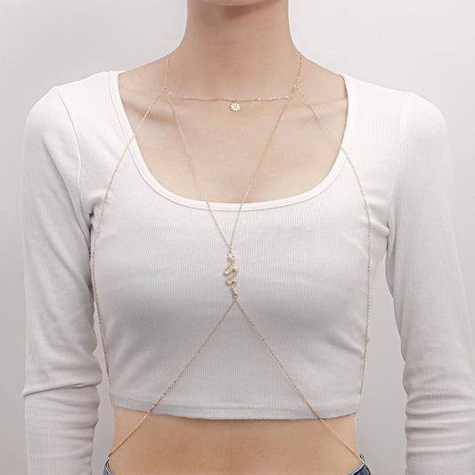 Jewelry sexy hot girl snake tassel street shot body chain night chest chain bikini necklace