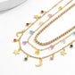 Jewelry Sweet Color Love Star Moon Pendant Necklace Simple Diamond Handmade Chain Necklace