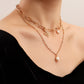 Jewelry punk double imitation pearl letter M pendant necklace female clavicle chain ins necklace