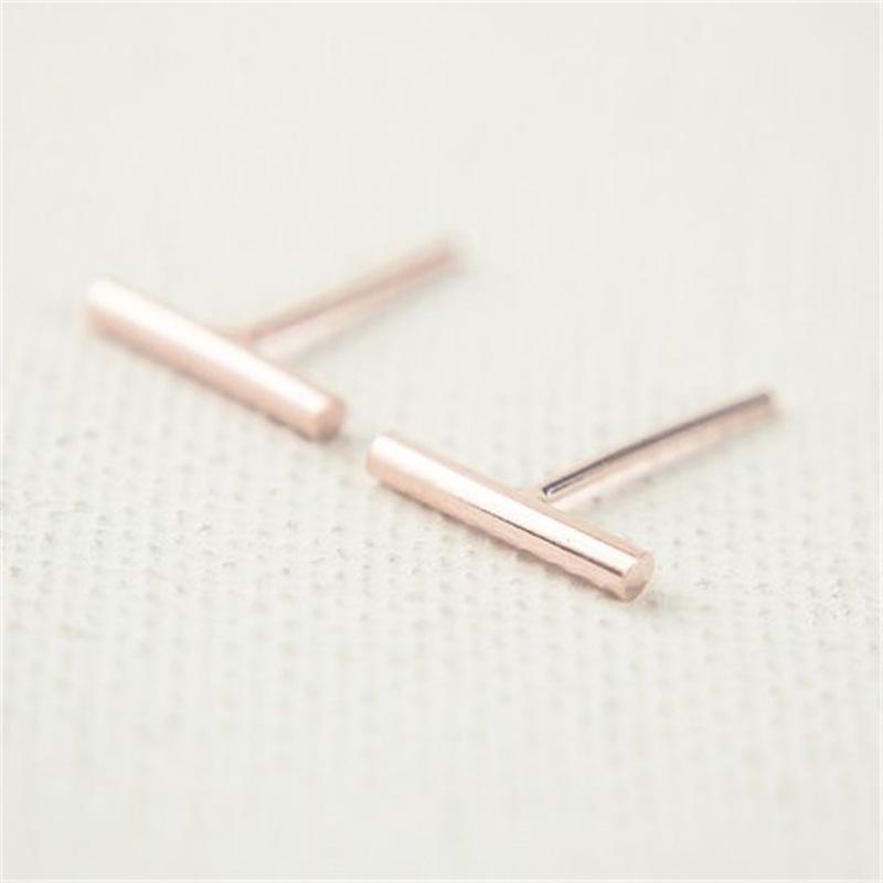 Explosive style simple fashion round rod-shaped nail earrings popular all-match electroplating three-color