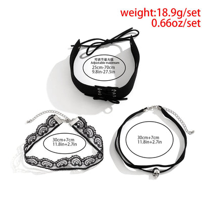 Jewelry gothic lace velvet choker necklace retro punk skull necklace