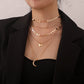Jewelry Fashion Diamond Crescent Pendant Necklace Women's Popular Disc Chain Straight Tube Multilayer Necklace