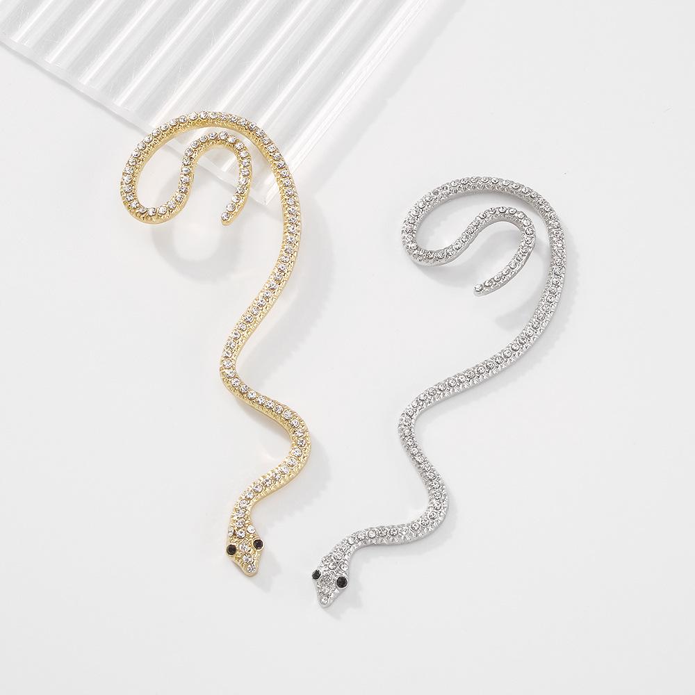 E9872 Simple Retro Earrings Geometric Diamond-studded Serpentine Personality Earrings Hip-Hop Night Earless Earrings