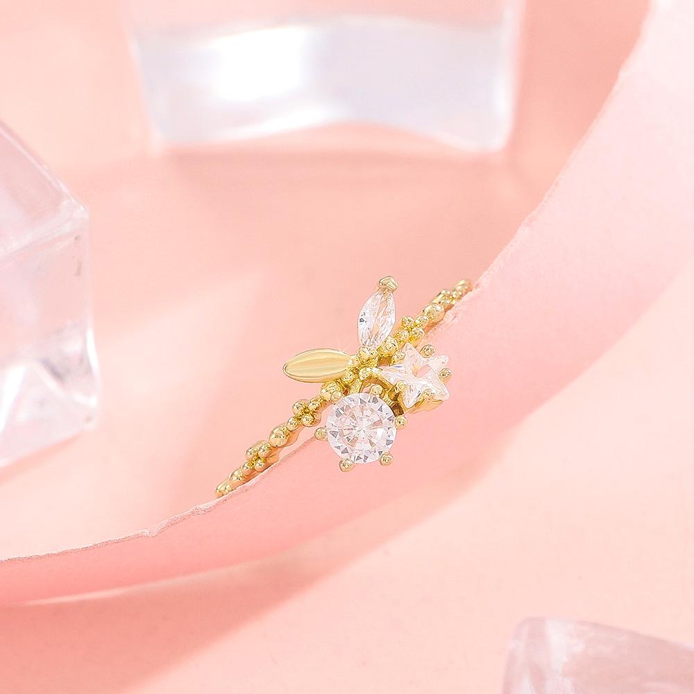 Fashion creative cherry ring femininity niche design micro-inlaid zircon geometric opening index finger ring