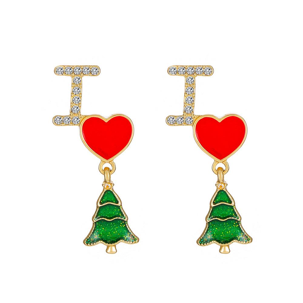 Christmas earrings ins creative cane Christmas gift bell Christmas tree earrings holiday gift