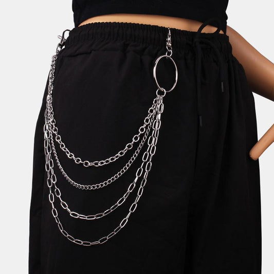 Hip-hop punk fashion metal waist chain personality popular multi-layer jeans chain ins