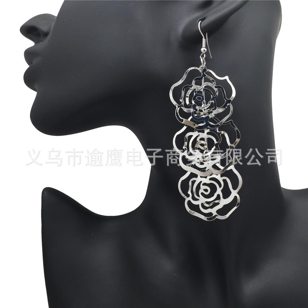 Hollow rose multi-layered earrings for women with versatile earrings