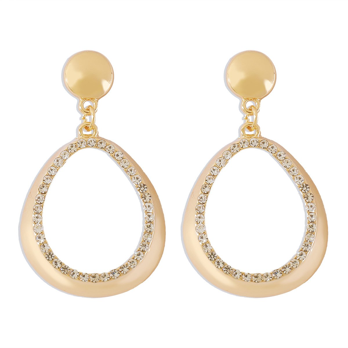E1919 Earrings Geometric Simple Hollow Rhinestone Earrings Temperament Retro Niche Hong Kong Earrings