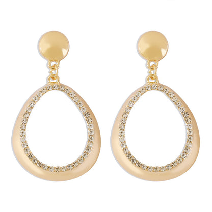 E1919 Earrings Geometric Simple Hollow Rhinestone Earrings Temperament Retro Niche Hong Kong Earrings