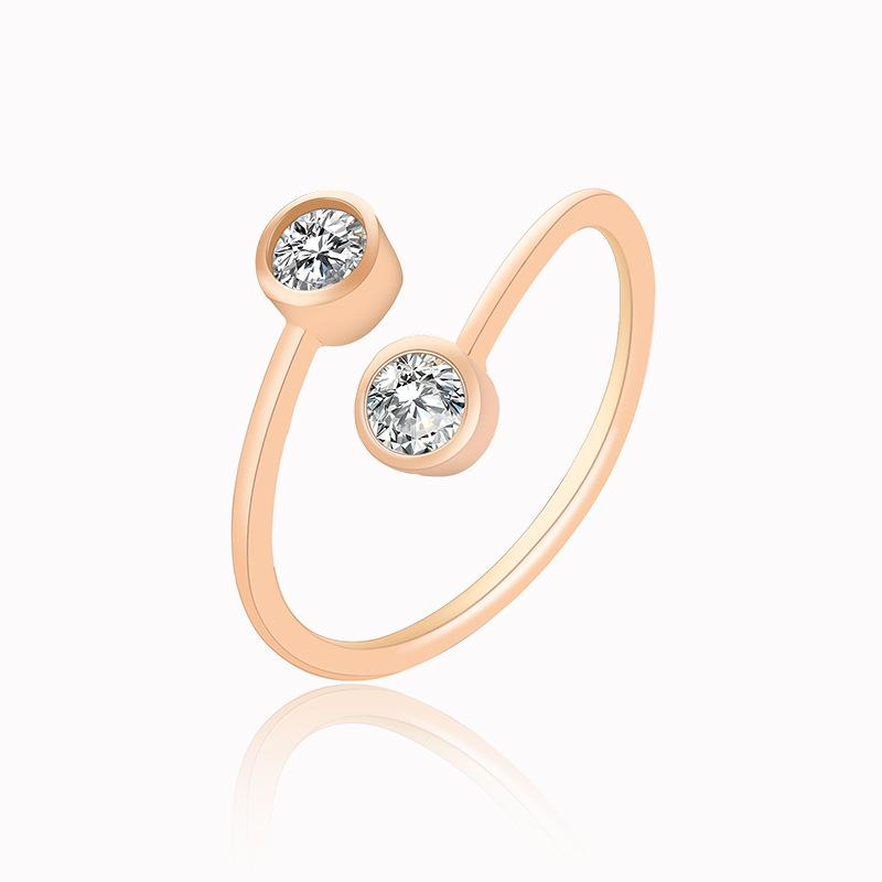 Creative Earrings Fashion Copper Inlaid Zircon Ring Personality Double Diamond Open Ring