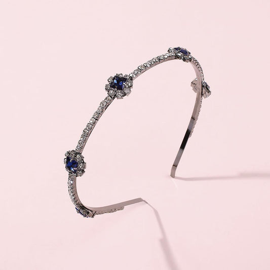 F219 trendy retro blue diamond headband personalized all-match bridal hair accessories for women