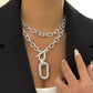 Jewelry Trend Personality Aluminum Chain Multilayer Necklace Fashion Geometric Metal Buckle Clavicle Necklace Women