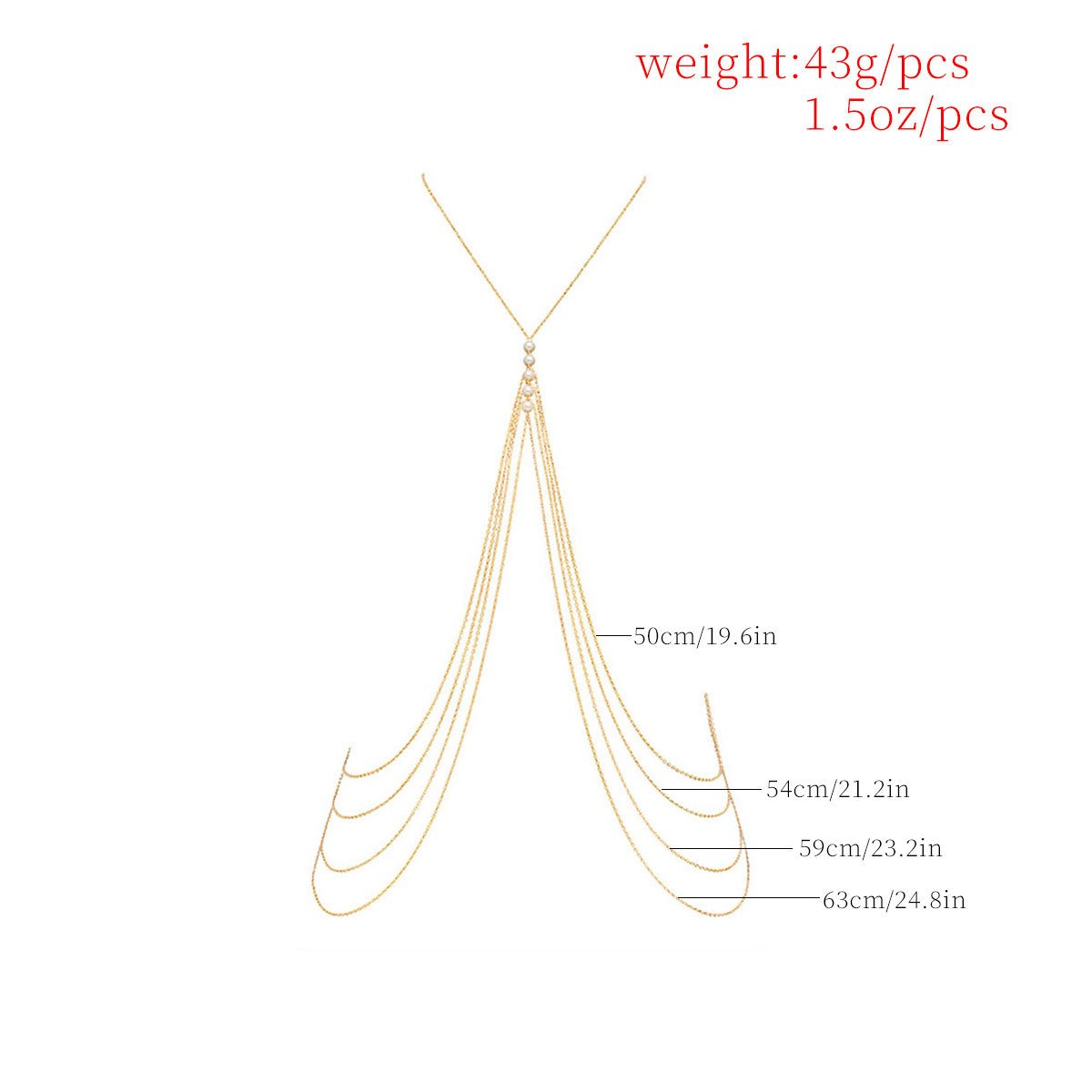 Fashion Exaggerated Multilayer Tassel Pearl Body Chain Necklace