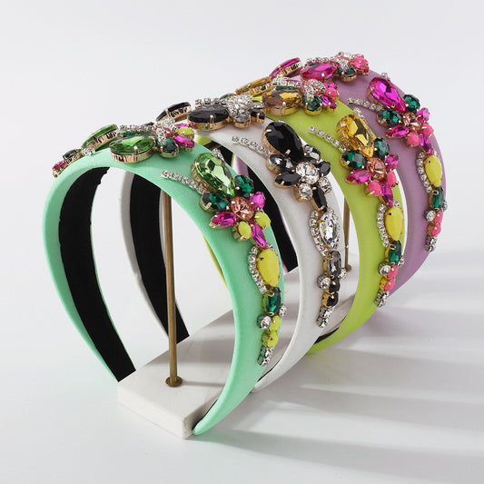 F4163TikTok Exaggerated Baroque Water Drop Drill Headband Light Luxury Dazzling Personality Headband