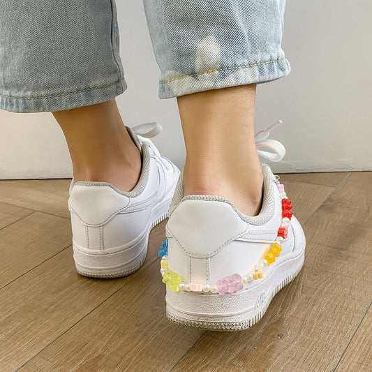 Jewelry single personalized imitation pearl chain foot decoration creative color random flower soft pottery shoe chain