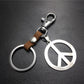 Anti-war symbol titanium steel pendant stainless steel key pendant cowhide connecting piece Valentine's Day gift world peace