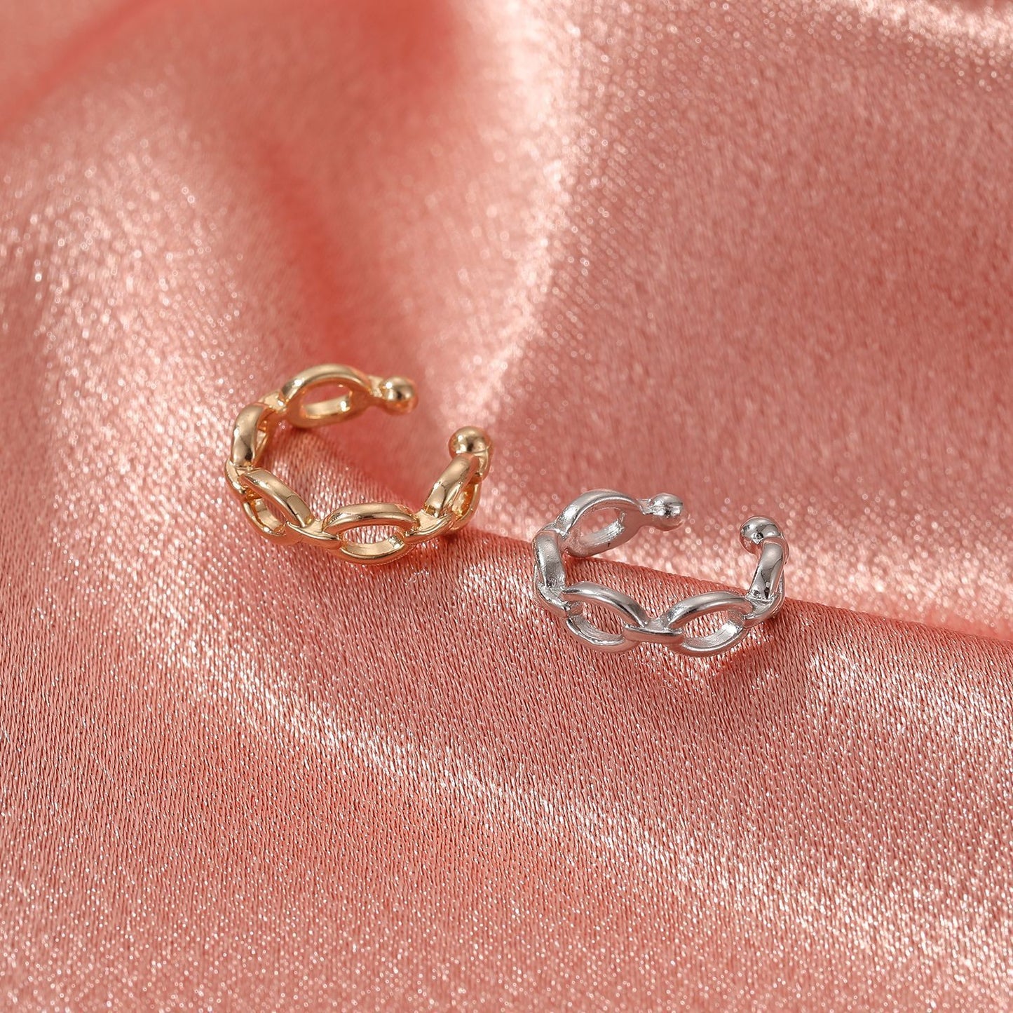 Fashion personality geometric hollow chain no hole ear clip retro simple creative irregular earrings for women