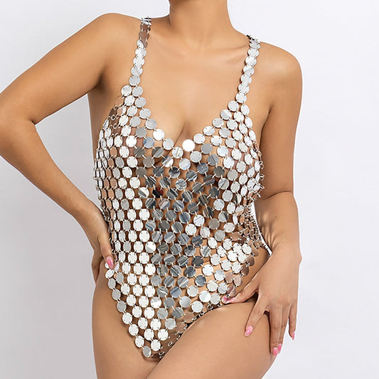 Jewelry Personalized Hollow Sequins Bikini Clothing Feminine V-shaped Geometric Stitching Body Chain