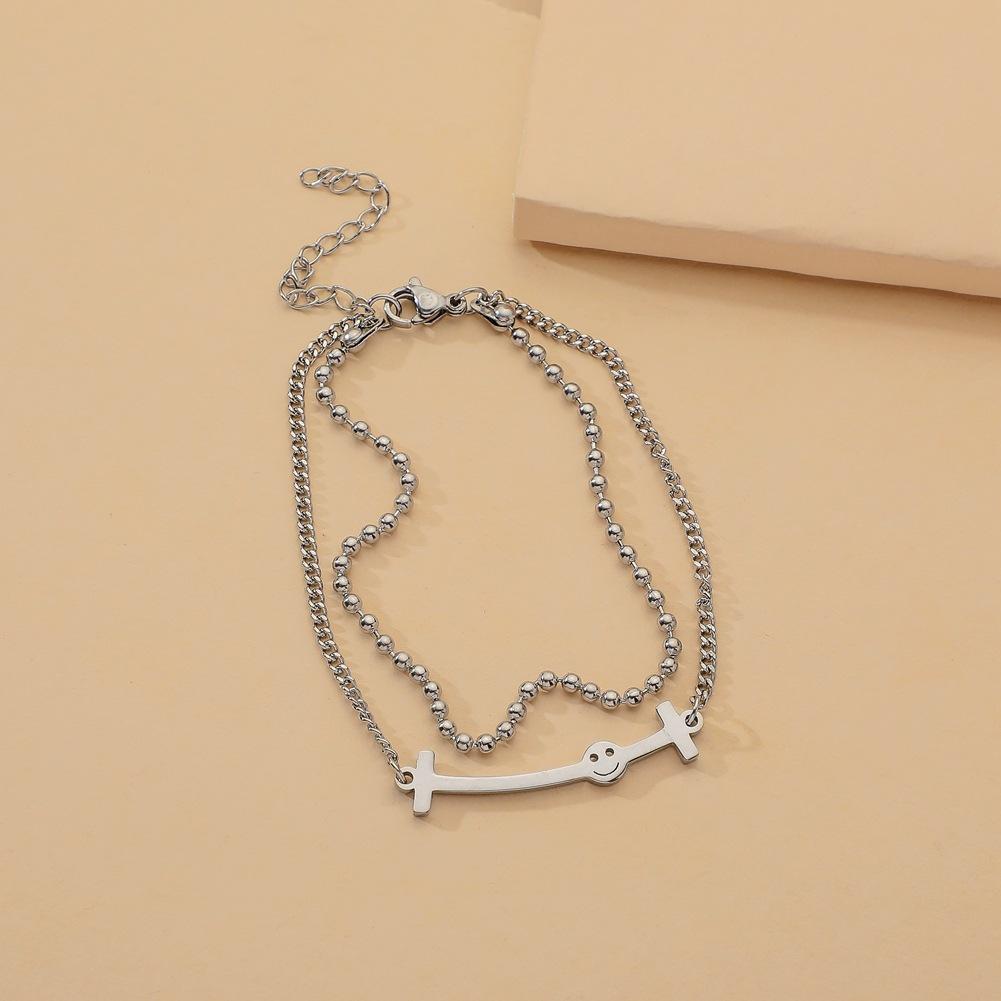 Neutral indifferent smiling face star moon stainless steel pendant bracelet bracelet hand jewelry