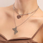 Jewelry trend double snake bone chain glossy love butterfly pendant necklace female ins metal