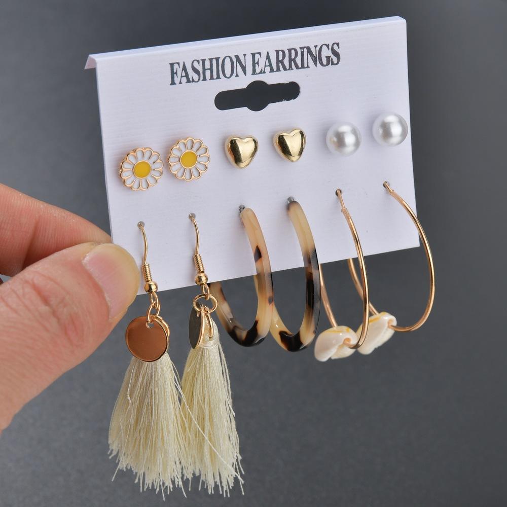 Accessories Creative Shell Stud Earrings Bohemia Tassel Earrings Set Women