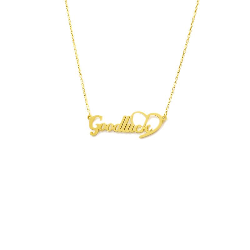 GoodLuck Necklace Vintage Alphabet Lucky Heart Clavicle Chain