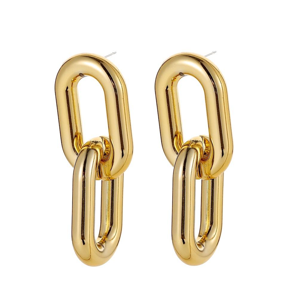 Minimalist exaggerated cross chain earrings ins fashion CCB metal texture hip-hop ladies earrings